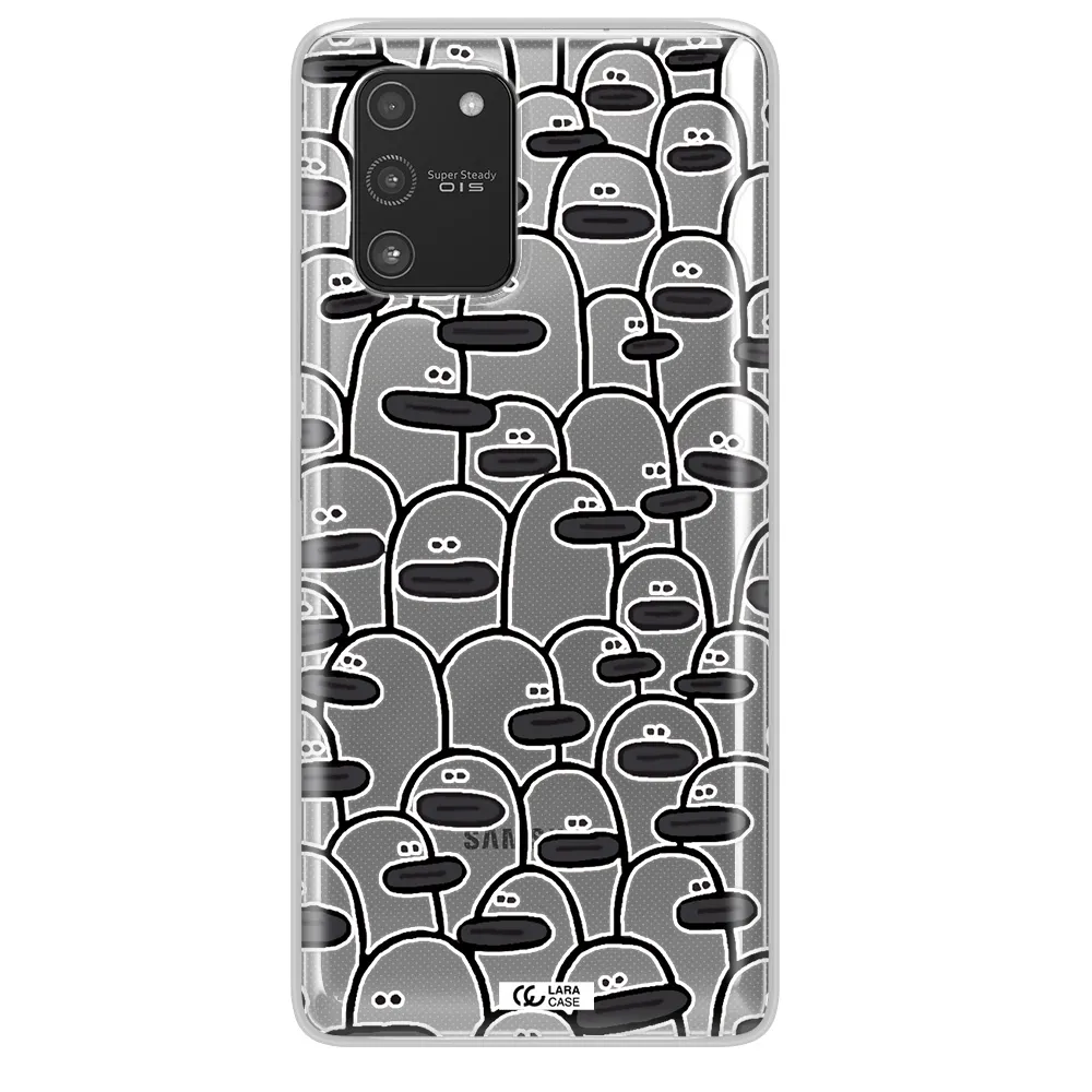 a group of white and black cartoon characters Samsung A91 Clear TPU Case