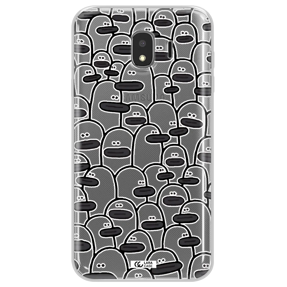 a group of white and black cartoon characters Samsung J4 Clear TPU Case