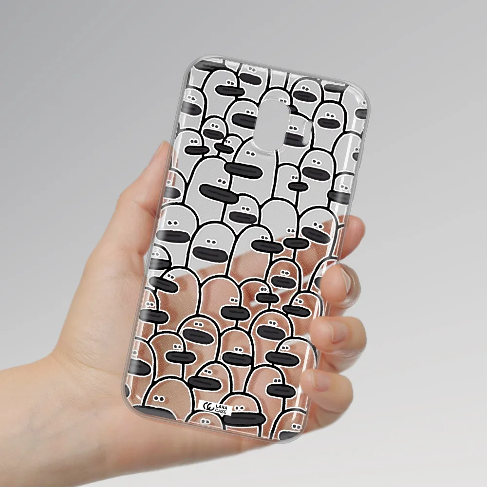 a group of white and black cartoon characters Samsung J4 Clear TPU Case