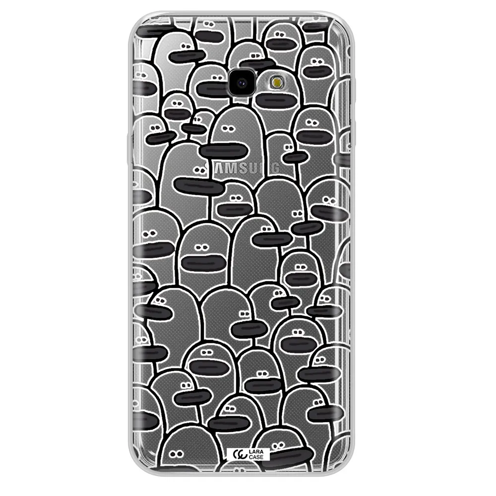 a group of white and black cartoon characters Samsung J4 Plus Clear TPU Case