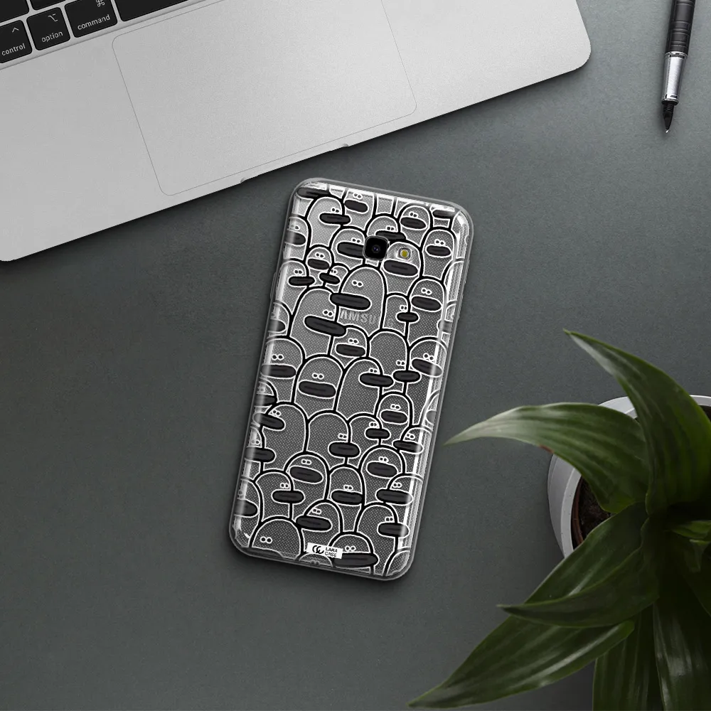 a group of white and black cartoon characters Samsung J4 Plus Clear TPU Case