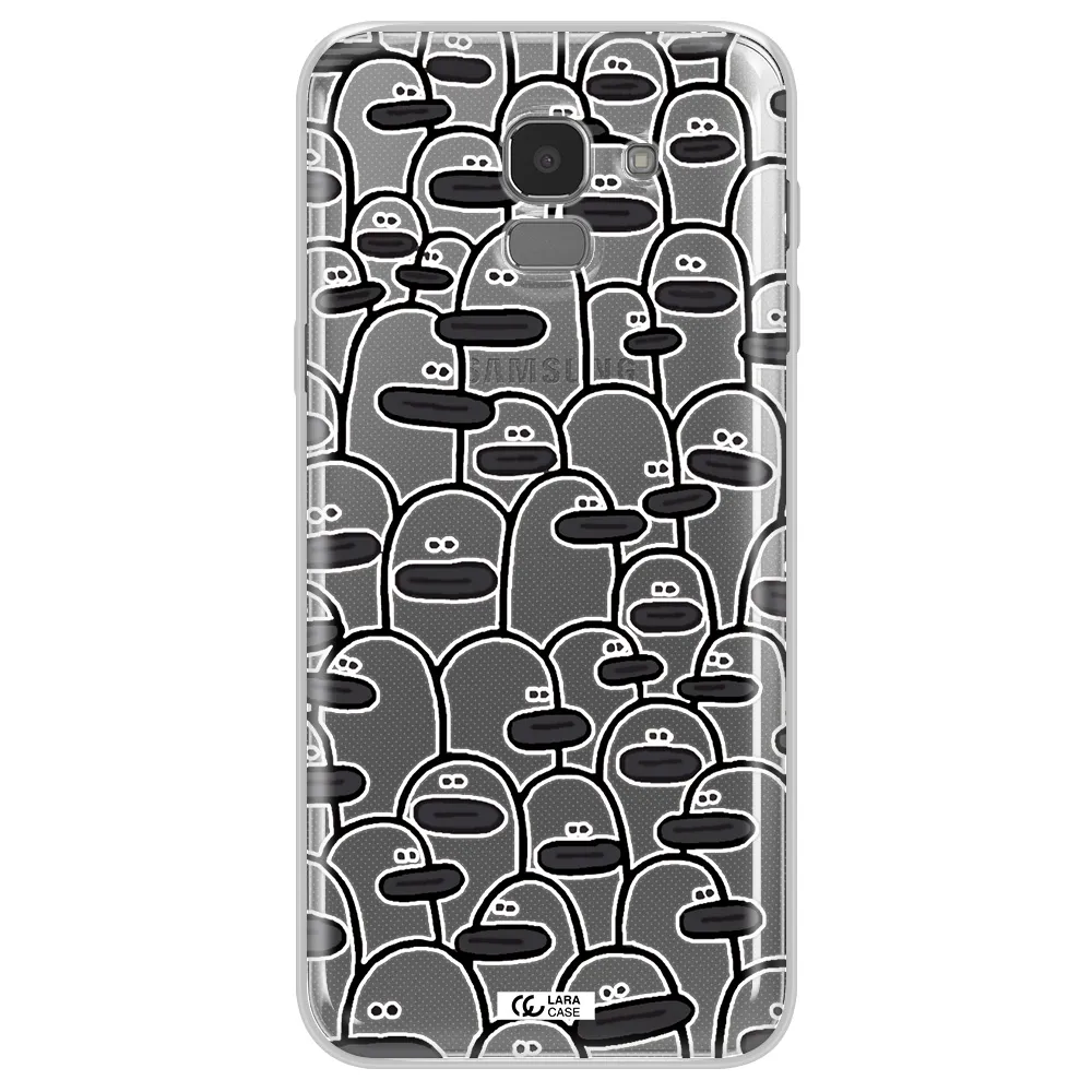 a group of white and black cartoon characters Samsung J6 Clear TPU Case