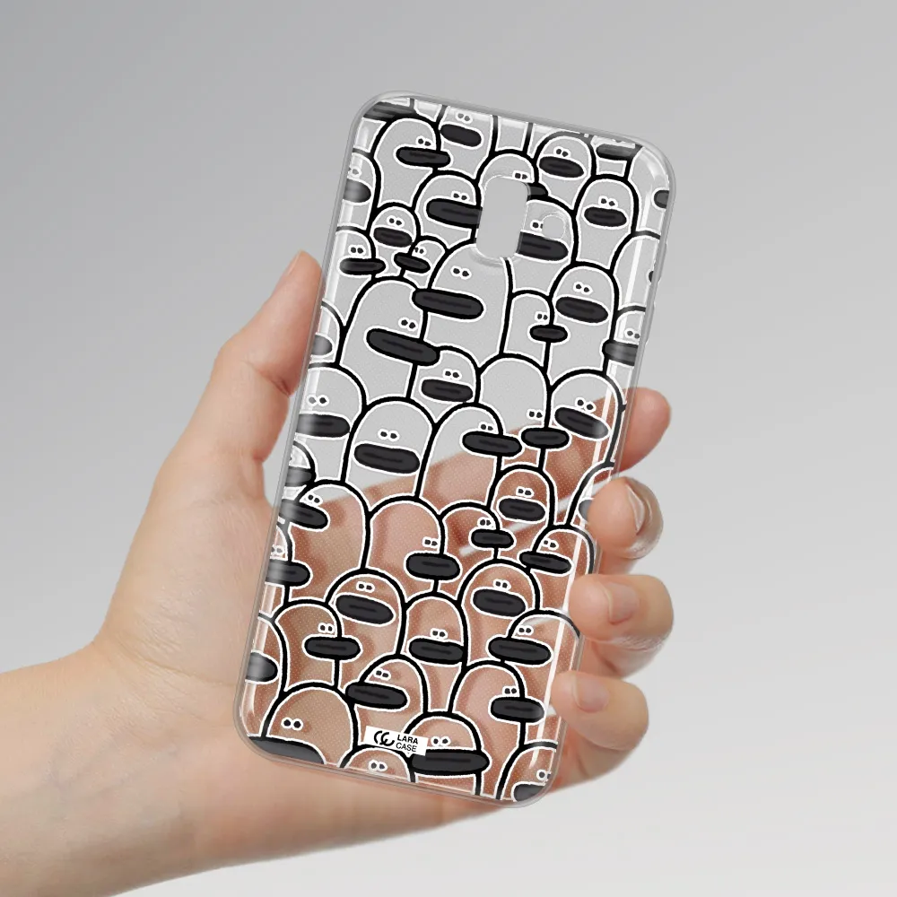 a group of white and black cartoon characters Samsung J6 Plus Clear TPU Case