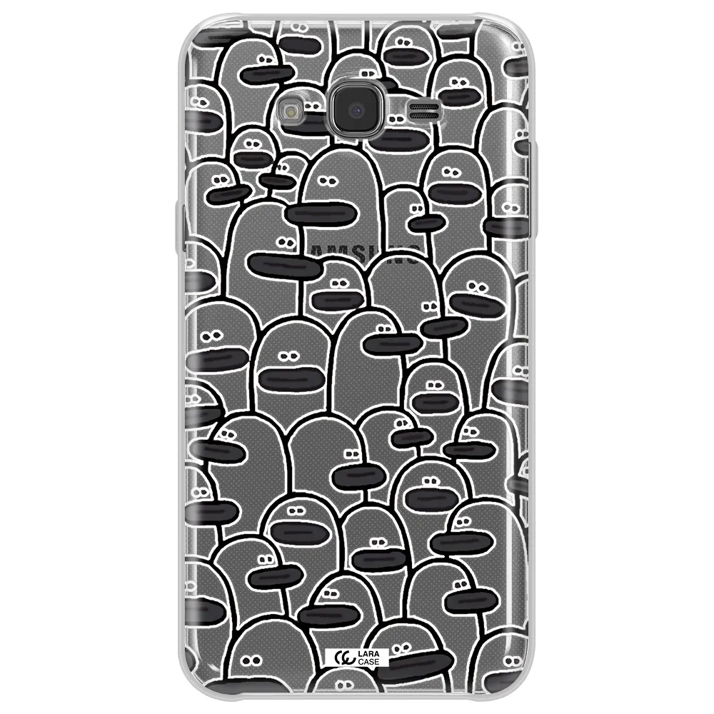 a group of white and black cartoon characters Samsung J7 2015 Clear TPU Case