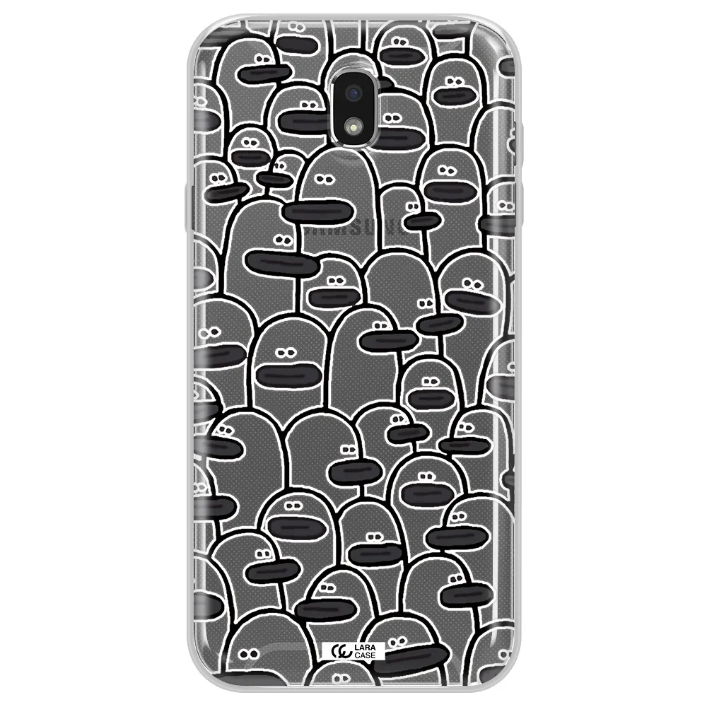 a group of white and black cartoon characters Samsung J7 Pro Clear TPU Case