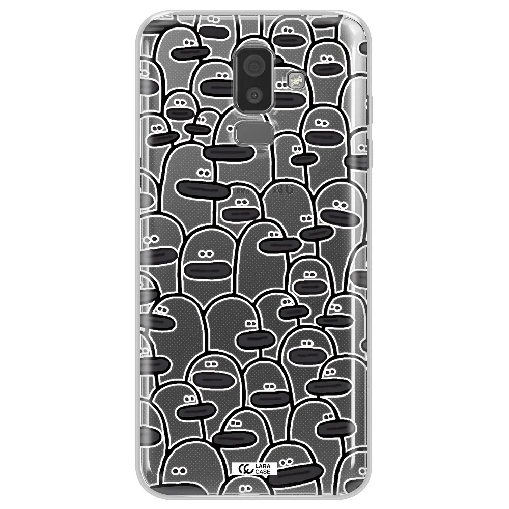 a group of white and black cartoon characters Samsung J8 Clear TPU Case