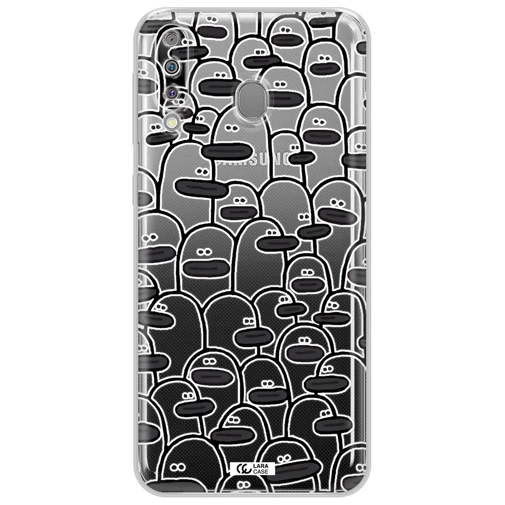 a group of white and black cartoon characters Samsung M30 Clear TPU Case