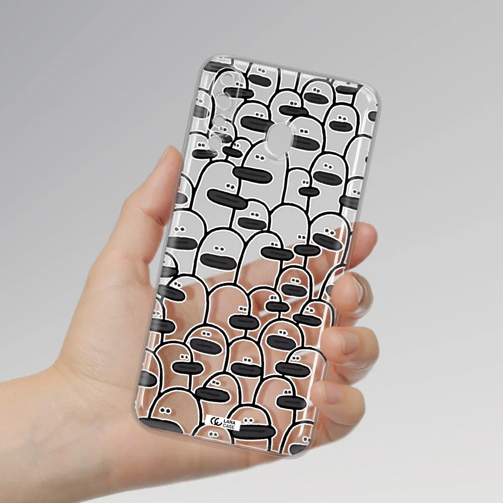 a group of white and black cartoon characters Samsung M30 Clear TPU Case