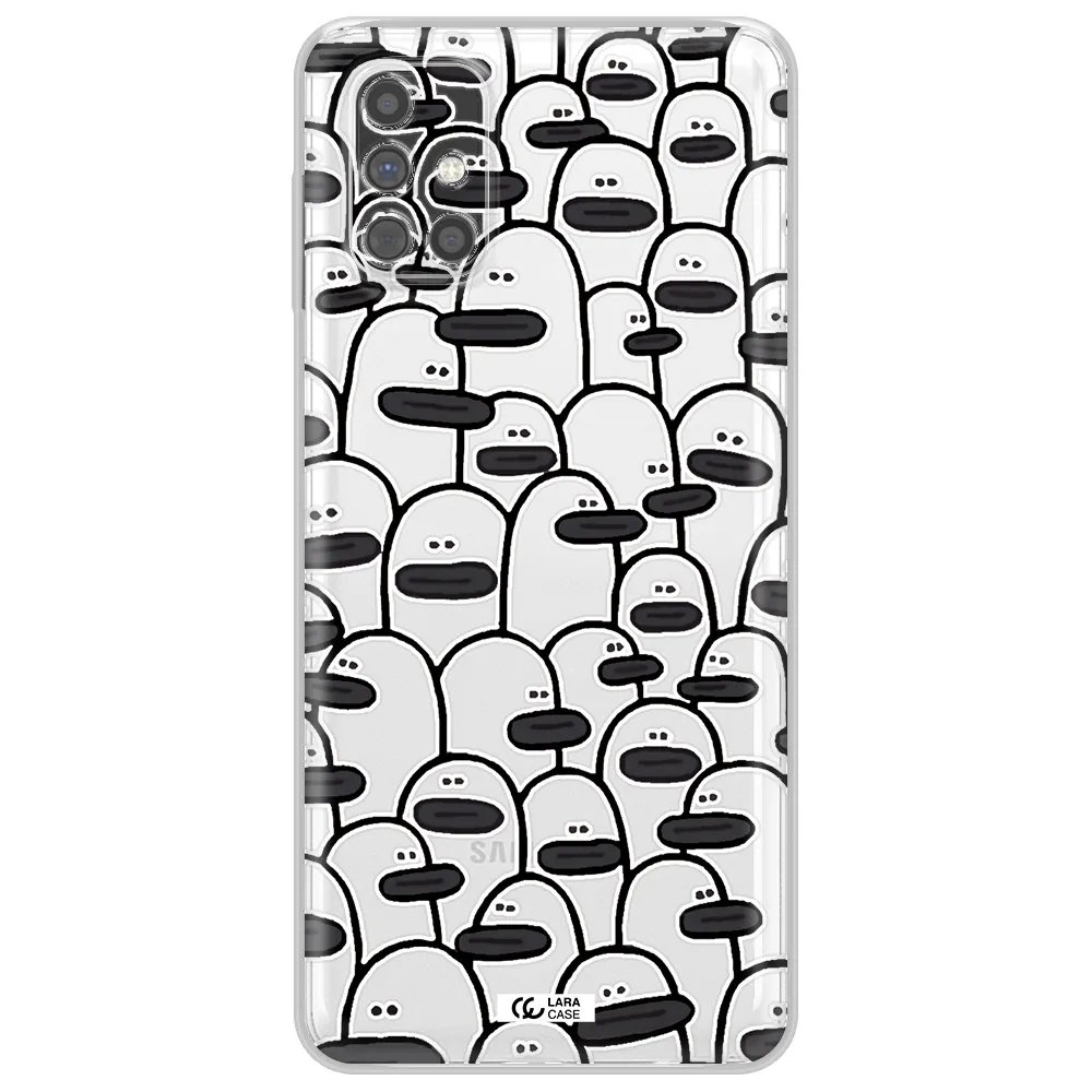 a group of white and black cartoon characters Samsung M31S Clear TPU Case