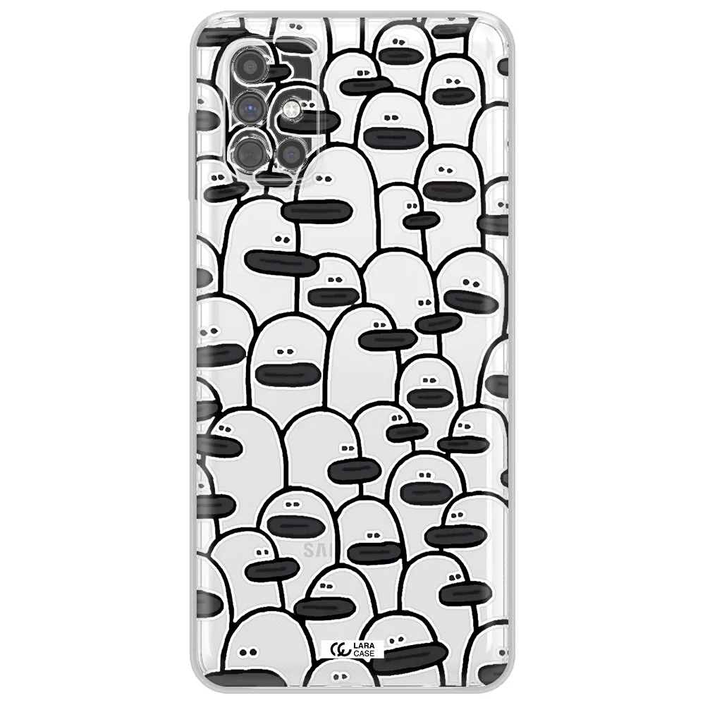 a group of white and black cartoon characters Samsung M51 Clear TPU Case