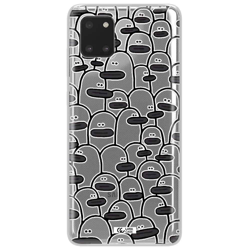 a group of white and black cartoon characters Samsung Note 10 Lite Clear TPU Case