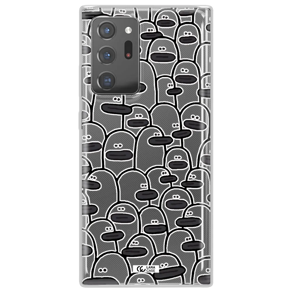 a group of white and black cartoon characters Samsung Note 20 Ultra Clear TPU Case
