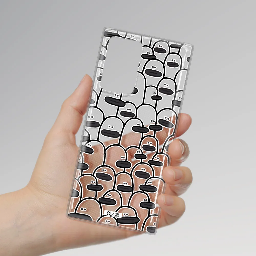 a group of white and black cartoon characters Samsung Note 20 Ultra Clear TPU Case