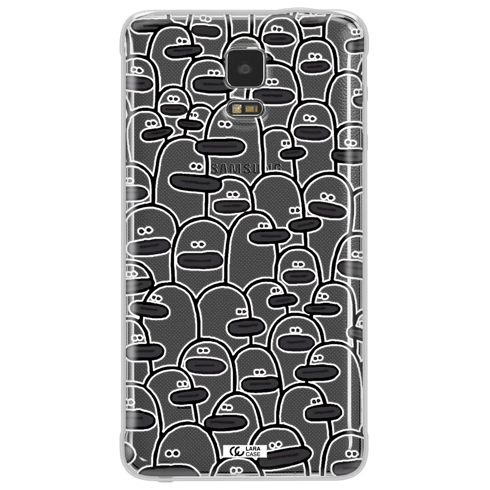 a group of white and black cartoon characters Samsung Note 4 Clear TPU Case