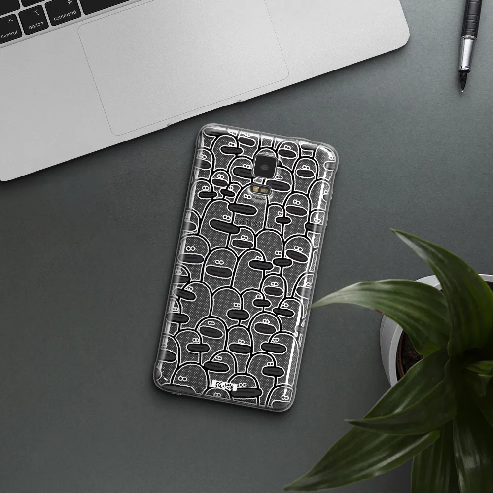 a group of white and black cartoon characters Samsung Note 4 Clear TPU Case