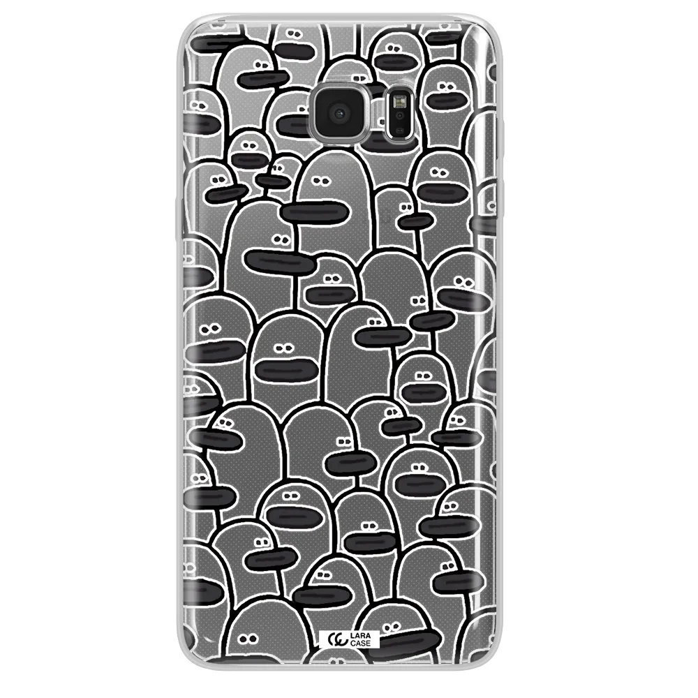a group of white and black cartoon characters Samsung Note 5 Clear TPU Case