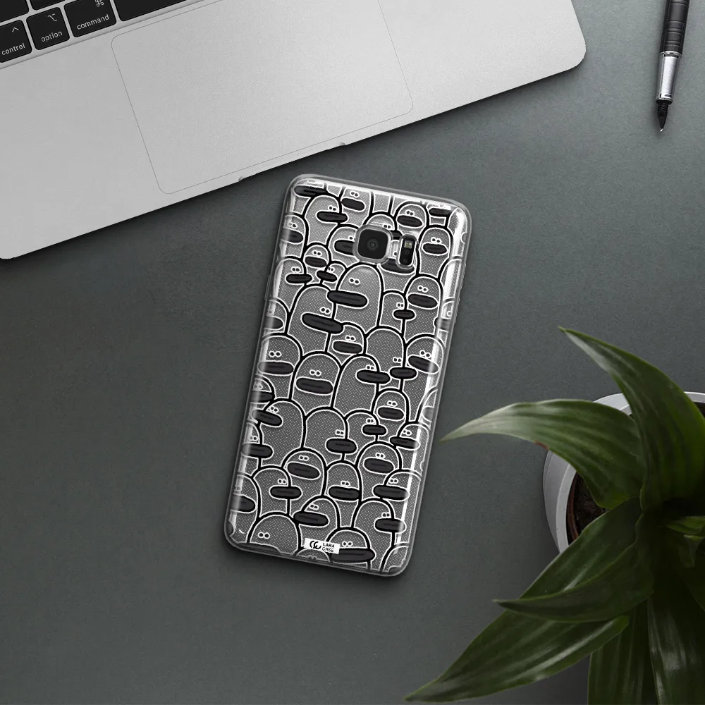 a group of white and black cartoon characters Samsung Note 5 Clear TPU Case