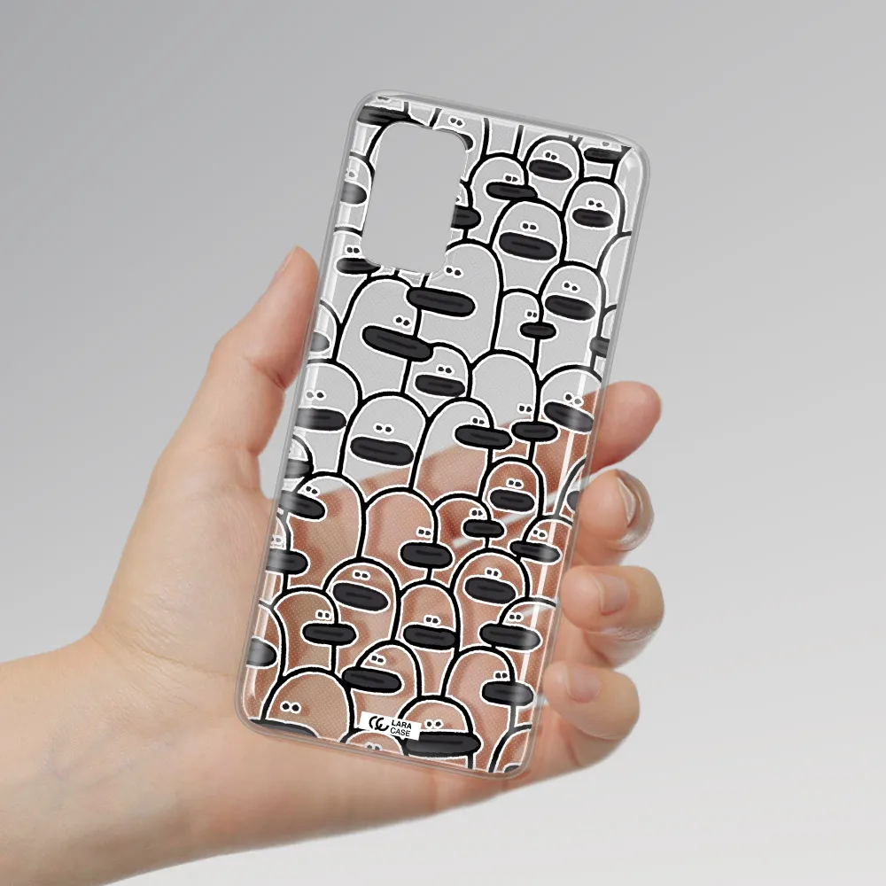 a group of white and black cartoon characters Samsung S 20 Plus Clear TPU Case