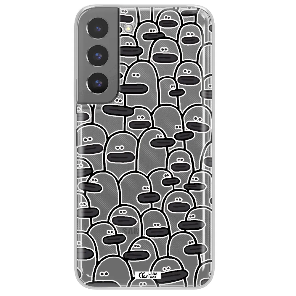 a group of white and black cartoon characters Samsung S 22 Clear TPU Case