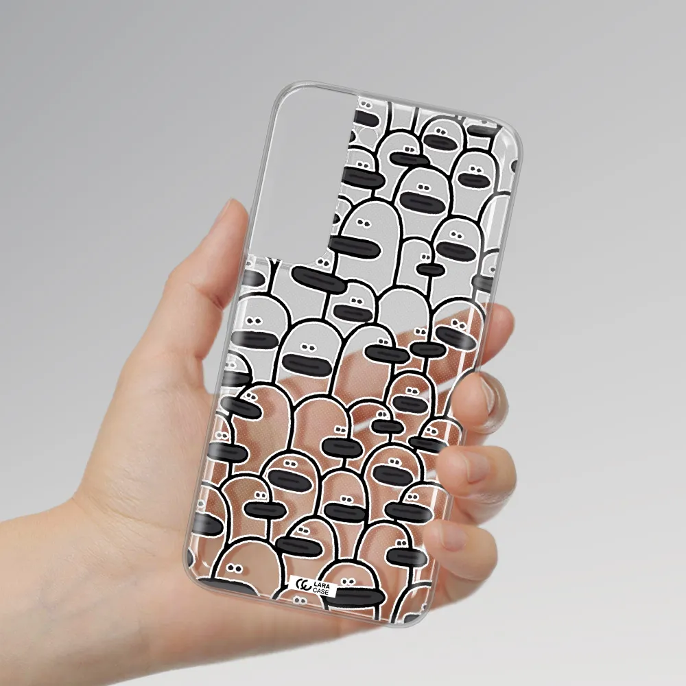 a group of white and black cartoon characters Samsung S 22 Plus Clear TPU Case