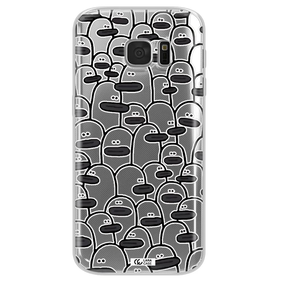 a group of white and black cartoon characters Samsung S 7 Clear TPU Case