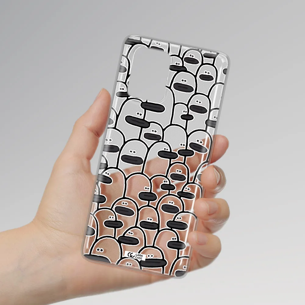 a group of white and black cartoon characters Samsung S10 Lite Clear TPU Case
