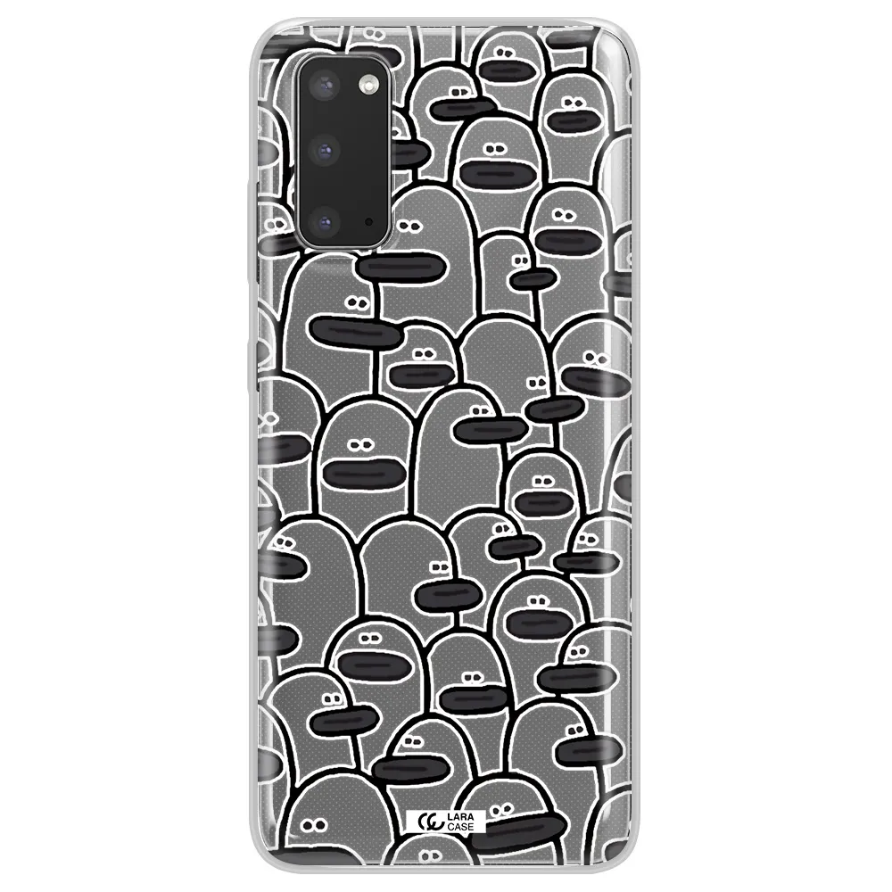 a group of white and black cartoon characters Samsung S20 Clear TPU Case