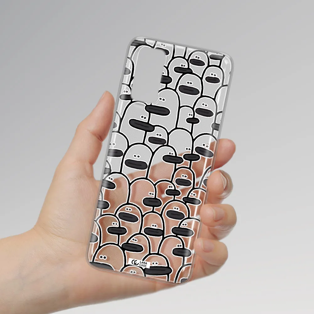 a group of white and black cartoon characters Samsung S20 Clear TPU Case