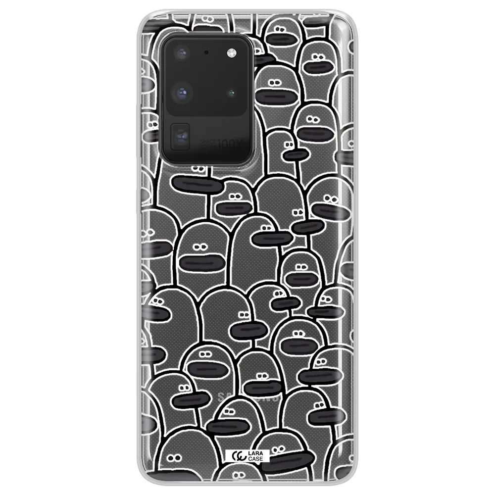 a group of white and black cartoon characters Samsung S20 Ultra Clear TPU Case