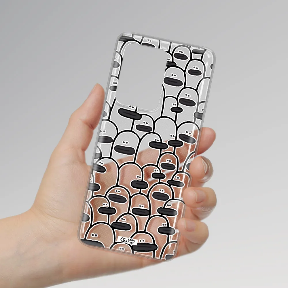 a group of white and black cartoon characters Samsung S20 Ultra Clear TPU Case