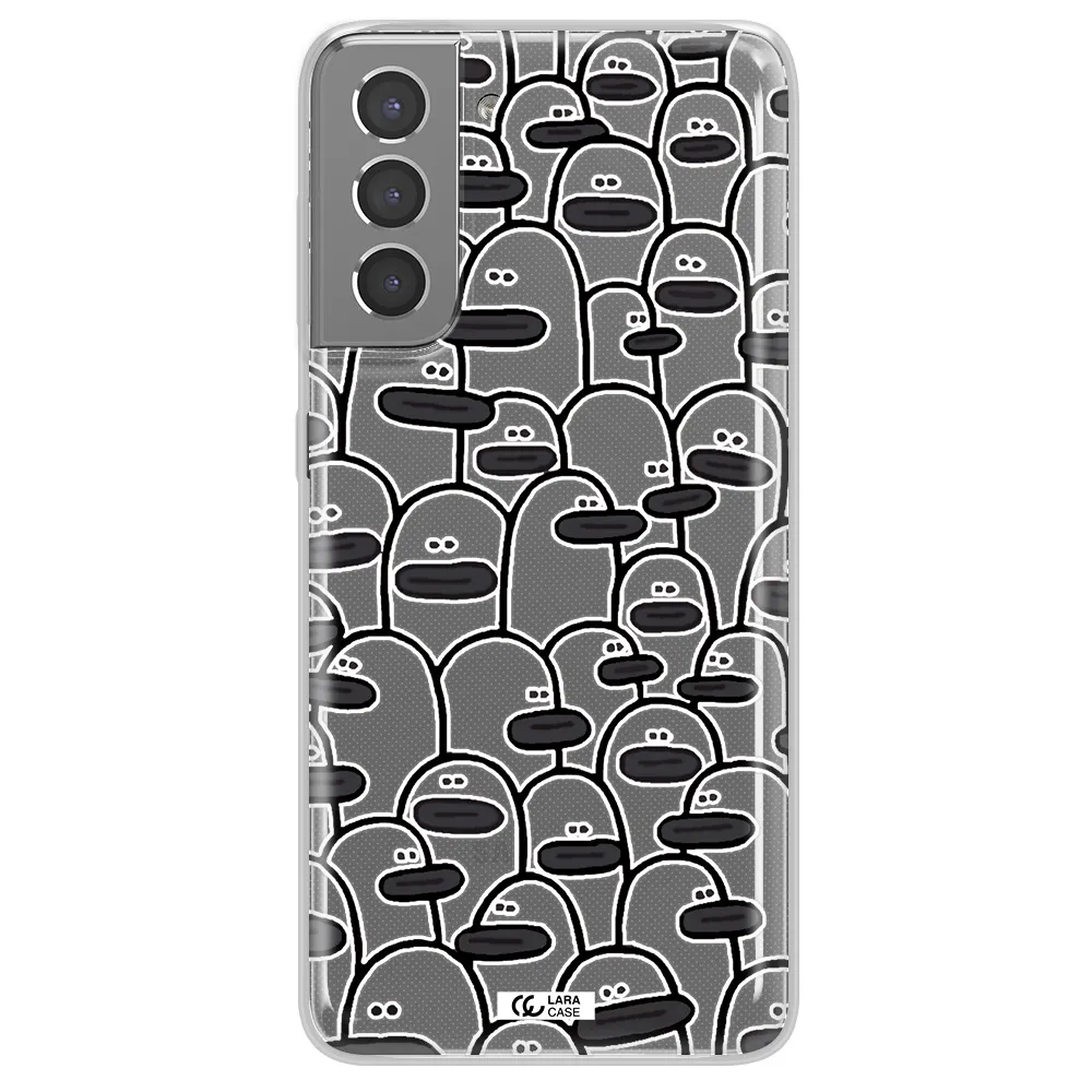 a group of white and black cartoon characters Samsung S21 Clear TPU Case