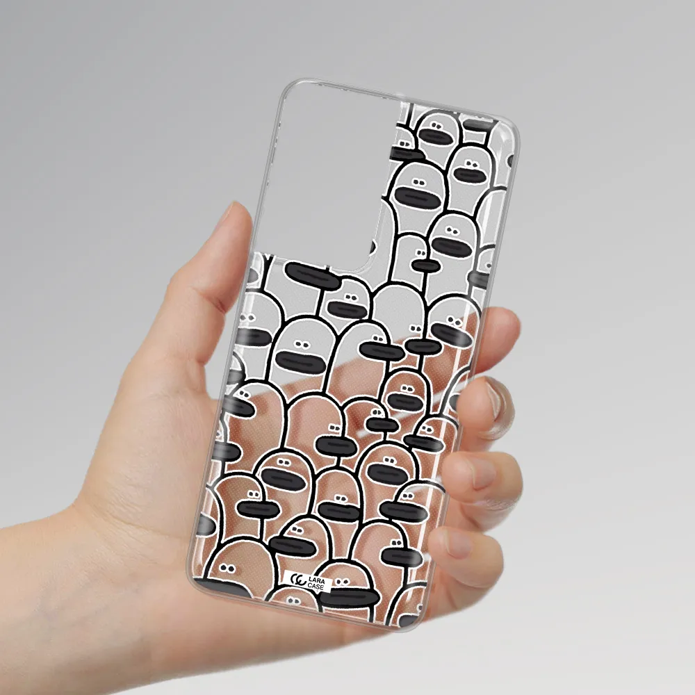 a group of white and black cartoon characters Samsung S21 Ultra Clear TPU Case