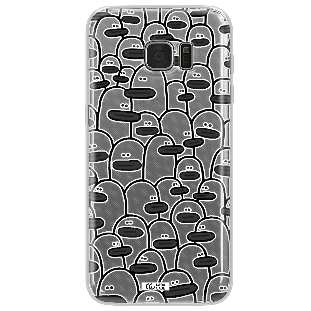 a group of white and black cartoon characters Samsung S7 Edge Clear TPU Case