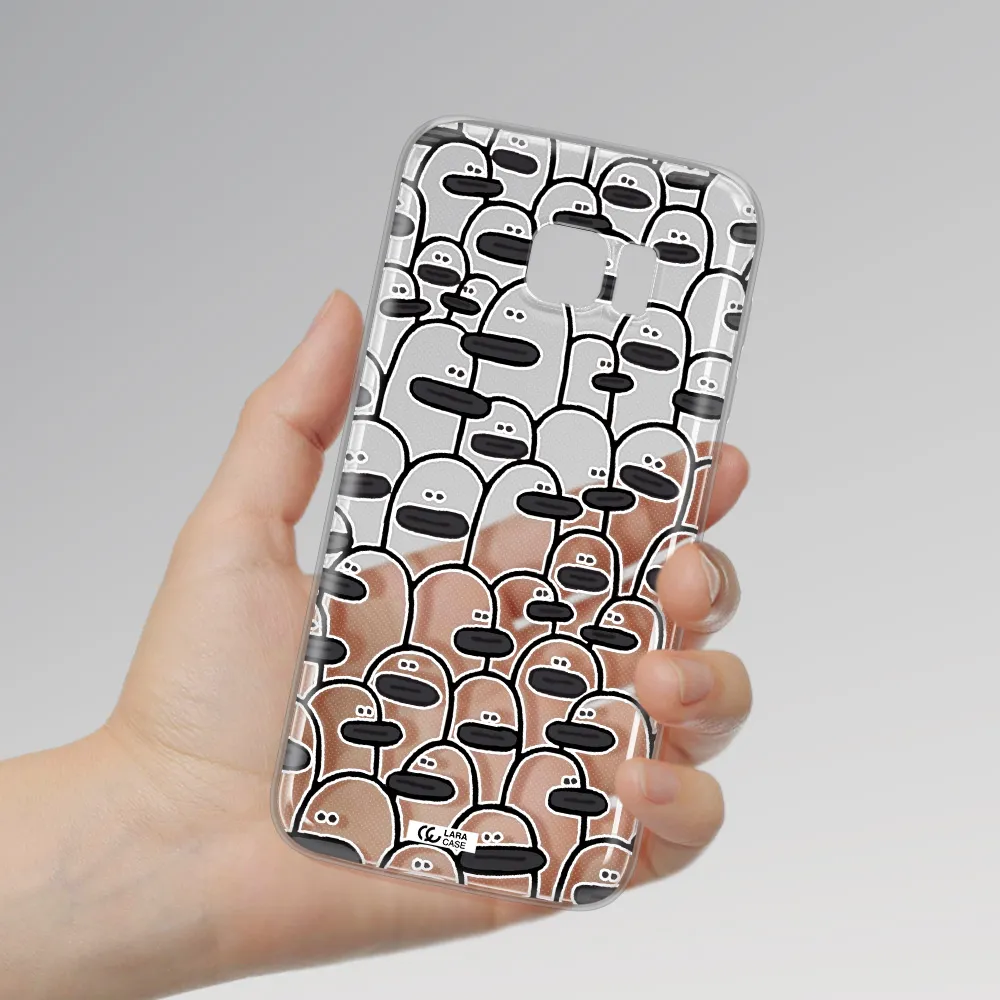 a group of white and black cartoon characters Samsung S7 Edge Clear TPU Case