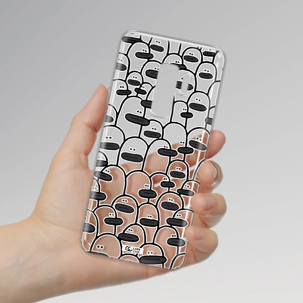 a group of white and black cartoon characters Samsung S9 Plus Clear TPU Case