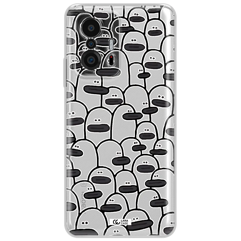 A Group Of White And Black Cartoon Characters Xiaomi 11T Clear Tpu Case