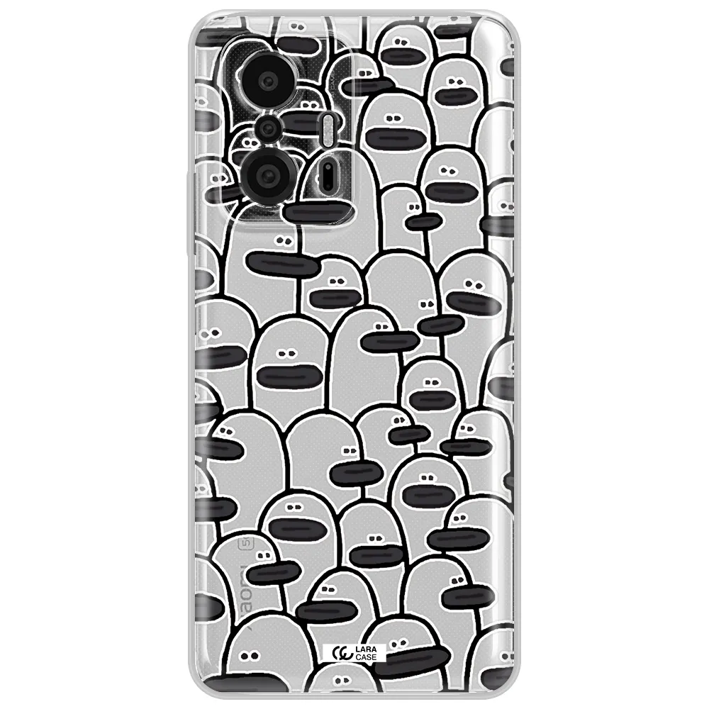 A Group Of White And Black Cartoon Characters Xiaomi 11T Pro Clear Tpu Case
