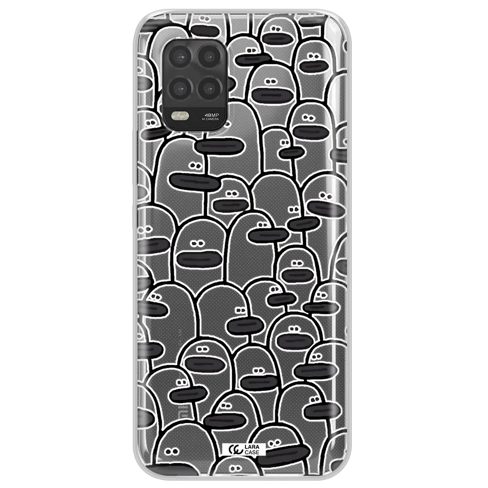 a group of white and black cartoon characters Xiaomi Mi 10 Lite Clear TPU Case