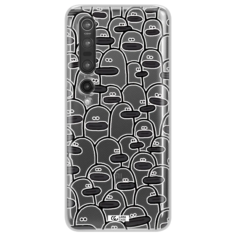a group of white and black cartoon characters Xiaomi Mi 10 Pro Clear TPU Case