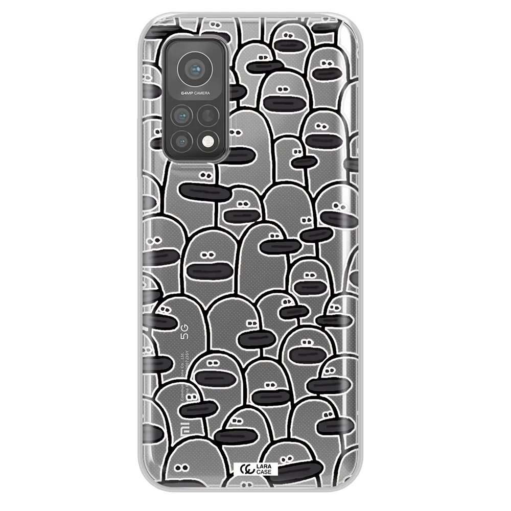 a group of white and black cartoon characters Xiaomi Mi 10 T Pro Clear TPU Case