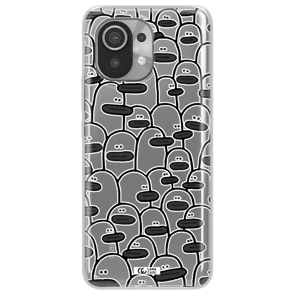 a group of white and black cartoon characters Xiaomi Mi 11 Clear TPU Case