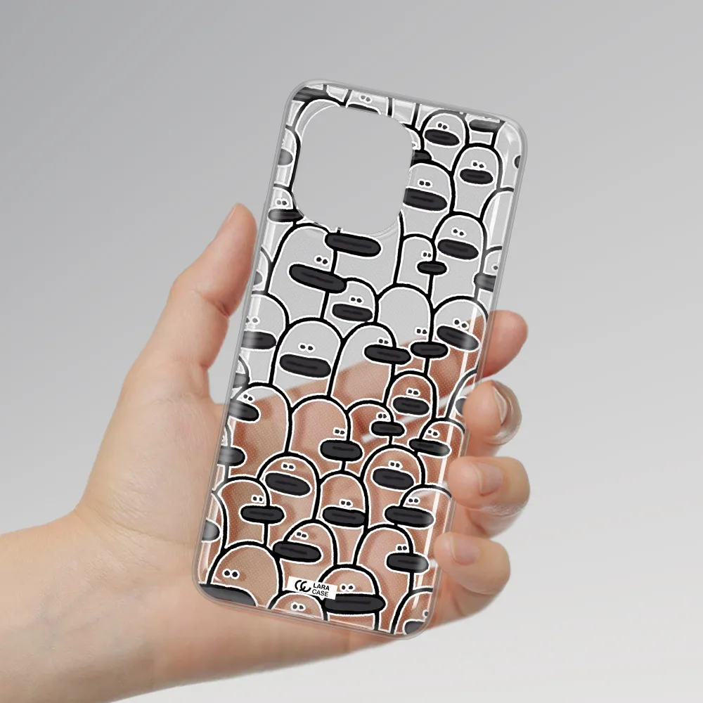 a group of white and black cartoon characters Xiaomi Mi 11 Clear TPU Case