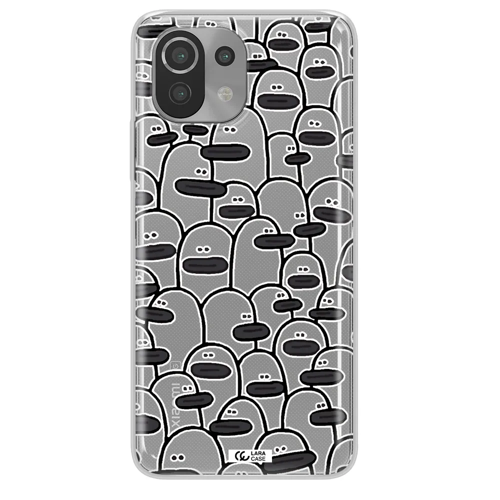 a group of white and black cartoon characters Xiaomi Mi 11 Lite Clear TPU Case