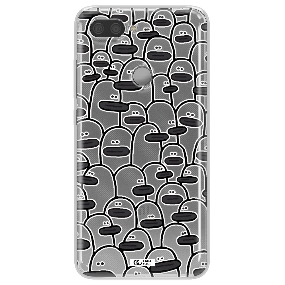 a group of white and black cartoon characters Xiaomi Mi 8 Lite Clear TPU Case