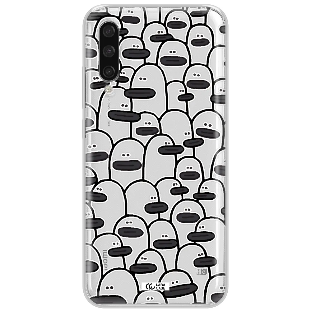 A Group Of White And Black Cartoon Characters Xiaomi Mi A3 Clear Tpu Case
