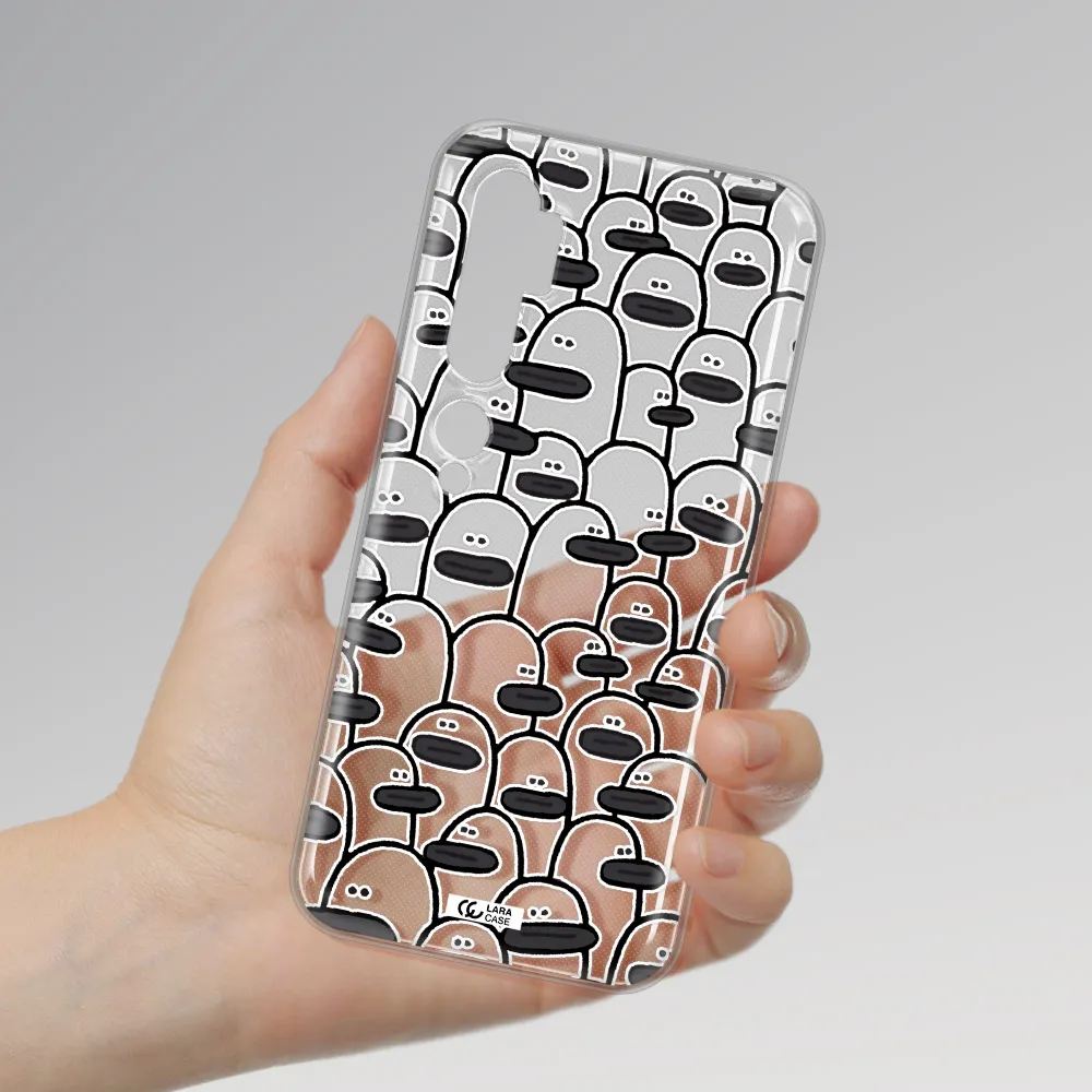 a group of white and black cartoon characters Xiaomi Mi Note 10 Clear TPU Case