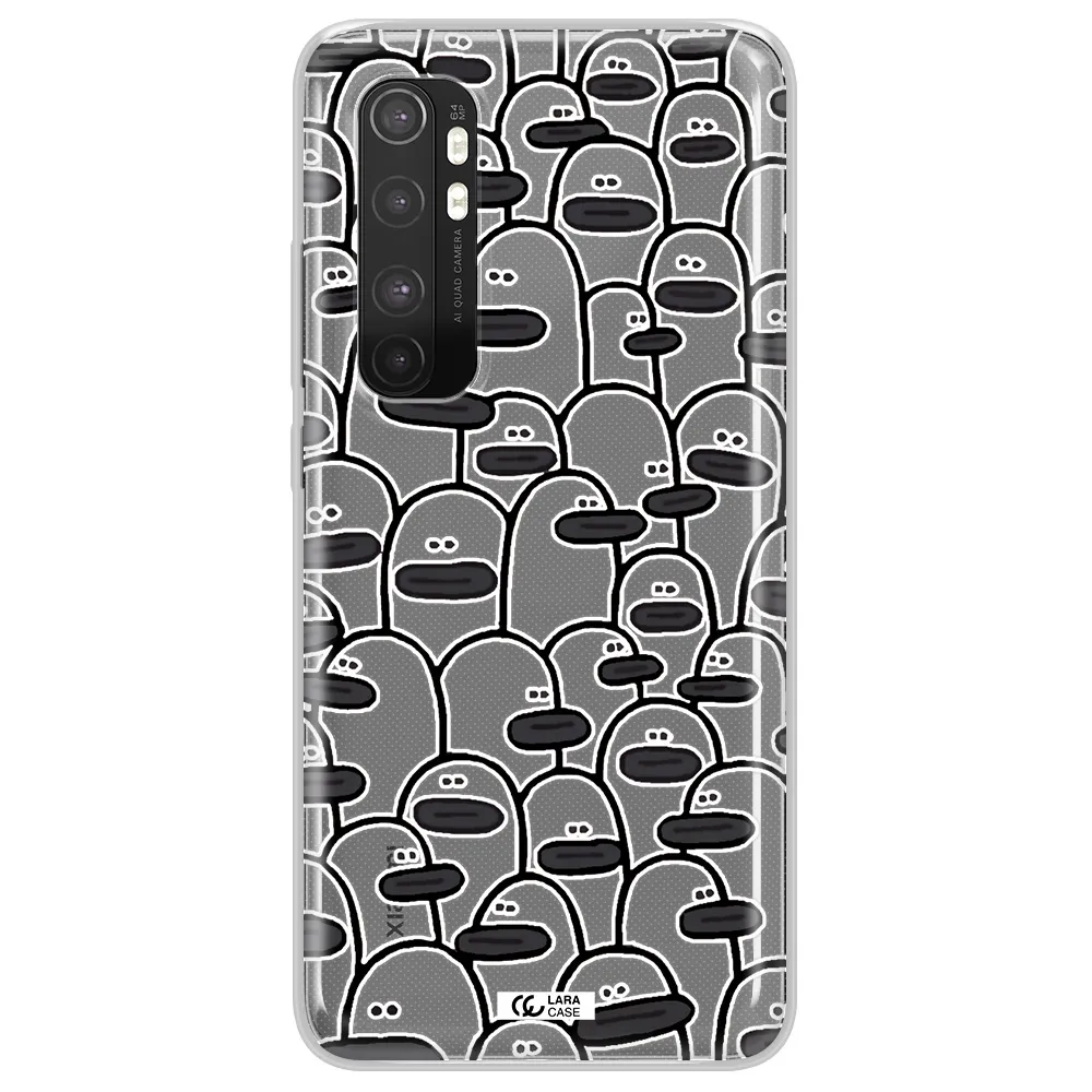 a group of white and black cartoon characters Xiaomi Mi Note 10 Lite Clear TPU Case