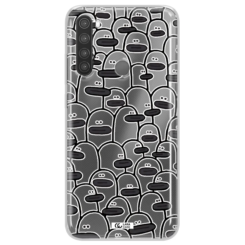 a group of white and black cartoon characters Xiaomi Note 8 Clear TPU Case