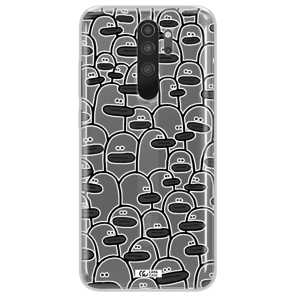 a group of white and black cartoon characters Xiaomi Note 8 Pro Clear TPU Case