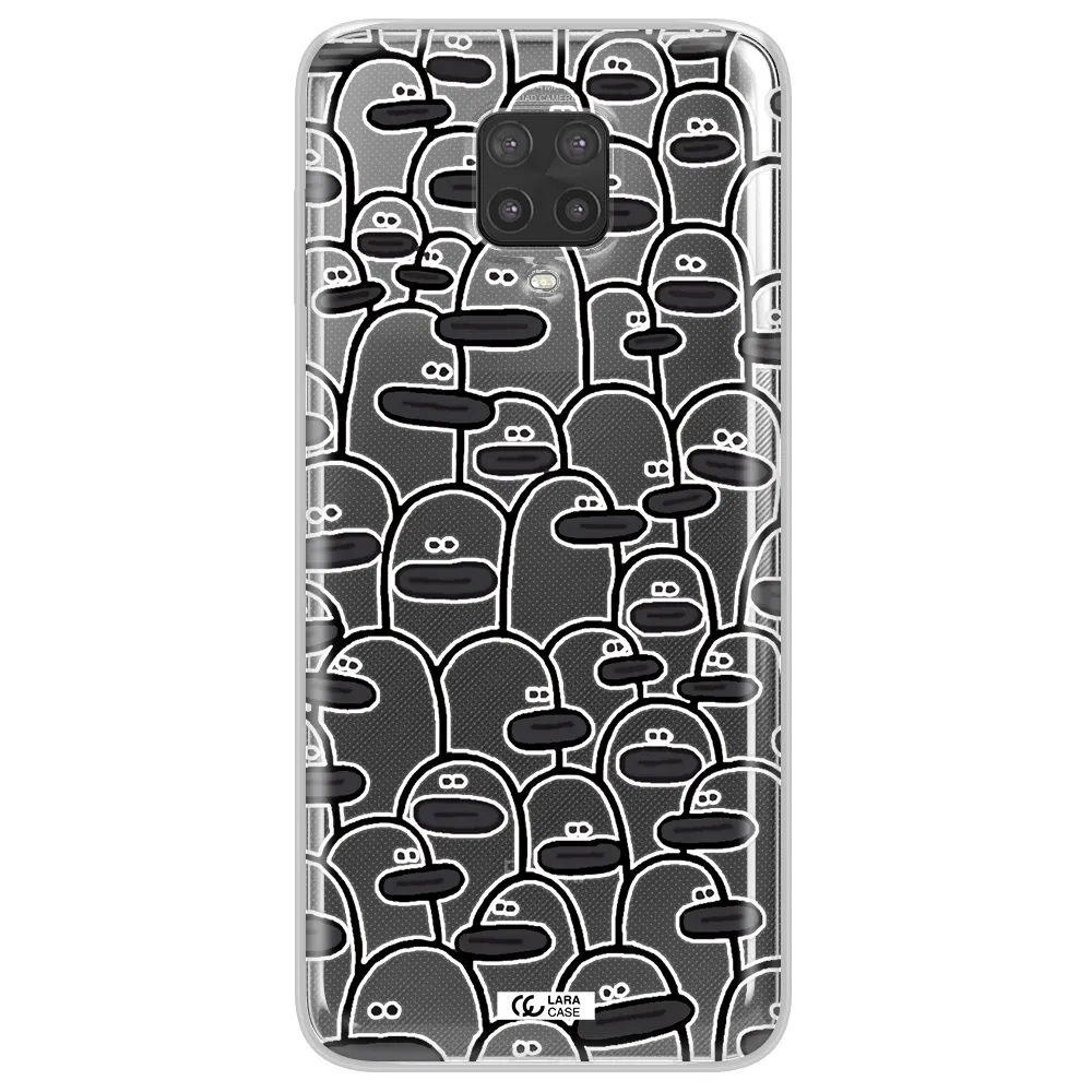 a group of white and black cartoon characters Xiaomi Note 9 Pro Clear TPU Case